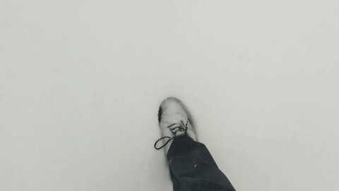 Trying to walk through the deep snow