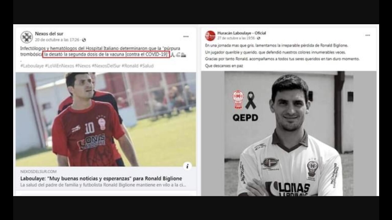 Ronald Biglione: Argentine Football Player Dies From Blood Clots After 2nd Dose Of COVID-19 Vaccine.