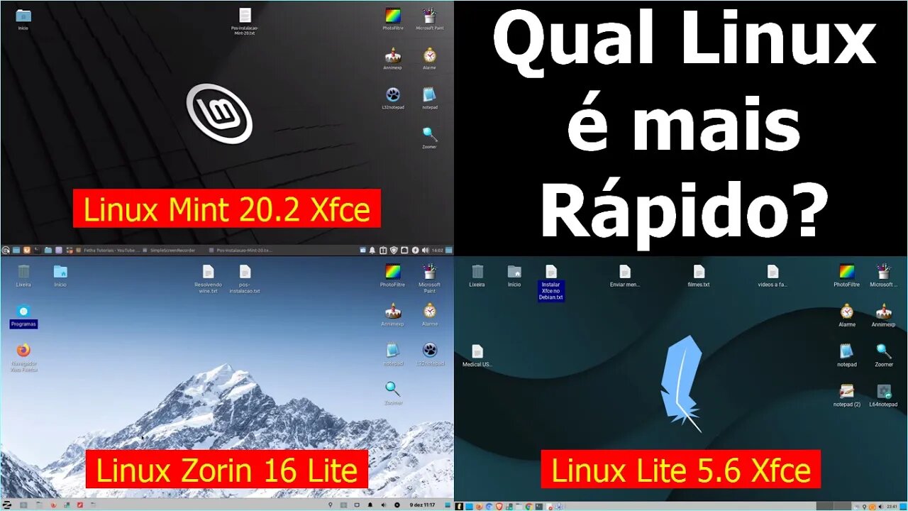 Comparação Linux Mint x Zorin x Lite. Qual deles é o mais Rápido? Qual foi a melhor performance?