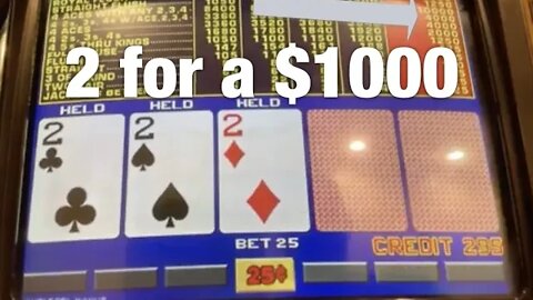 Quad Deuces for $1000 #VideoPoker #Jackpot #4OAK