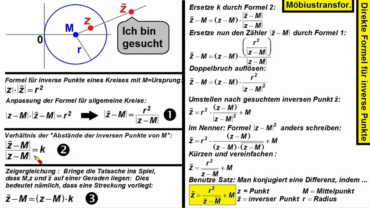 Komplexe Funktionen ►Inversion ►Inverse Punkte ►Direkte Berechnungsformel und Anwendung