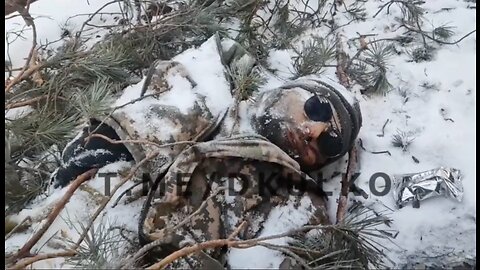 Dead & Frozen Ukrainian "Cannon Fodder" Laying Down On The Ground Near Kremnaya