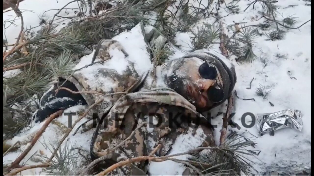 Dead & Frozen Ukrainian "Cannon Fodder" Laying Down On The Ground Near Kremnaya