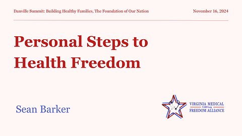 Personal Steps to Health Freedom with Sean Barker