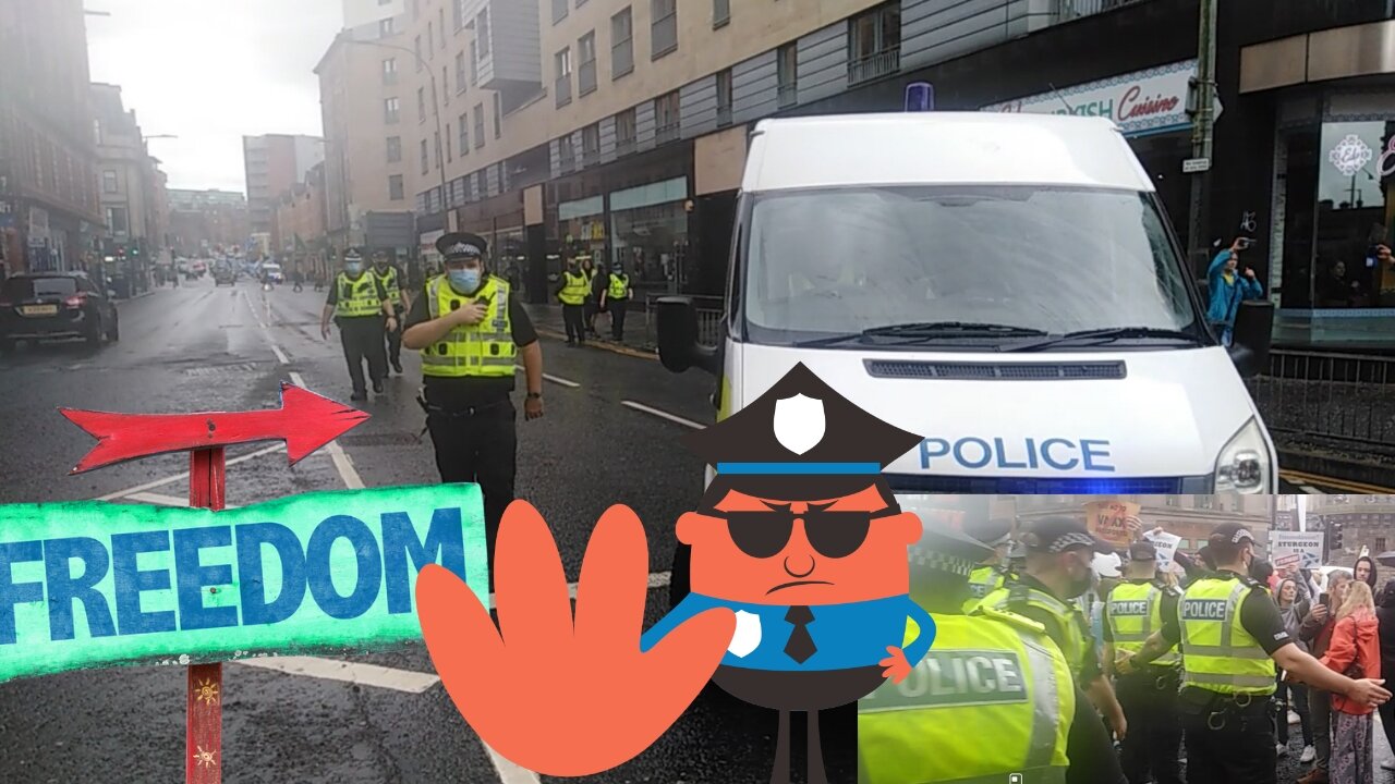 Glasgow 14 Aug 2- Police Move in on Anti-Lockdown March as Separatist Protest Occupies Road Ahead