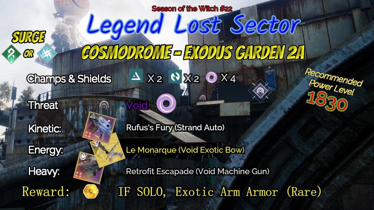 Destiny 2 Legend Lost Sector: Cosmodrome - Exodus Garden 2A on my Strand Warlock 10-15-23