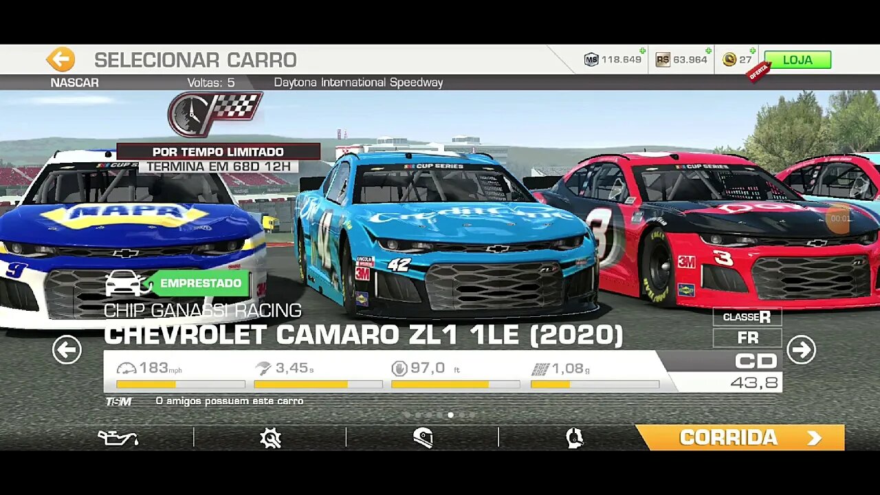 GUIGAMES - Real Racing 3D - NASCAR - Daytona 500 Camaro ZL1 LECHIP GANASSI em 24 de novembro de 2020