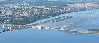 Nova Kakhovka dam in Kherson Oblast severely damaged