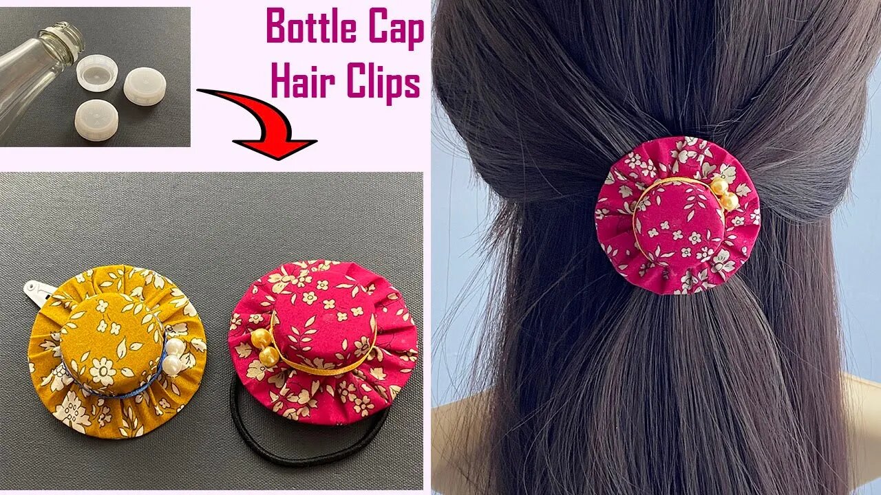 Easy Diy Plastic Bottle cap Hair Clips Making | How to make a mini hat | bottle cap recycling ideas