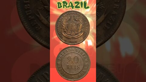 Brazil 20 Reis 1889.#shorts #education #coinnotesz