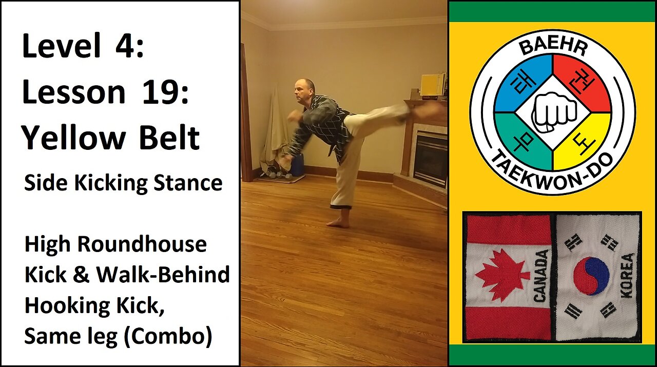 Baehr Taekwondo: 04-19: Green Stripe: Side Kicking Stance - H Rndh Kick, WB Hook Kick, Same Leg