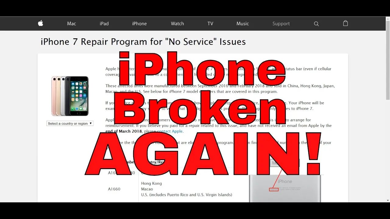 OLD NEWS: iPhone 7 No Service extended warranty advisory for hardware defects