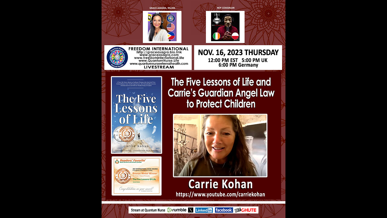 Carrie Kohan -The Five Lessons of Life & Carrie’s Guardian Angel Law to Protect Children