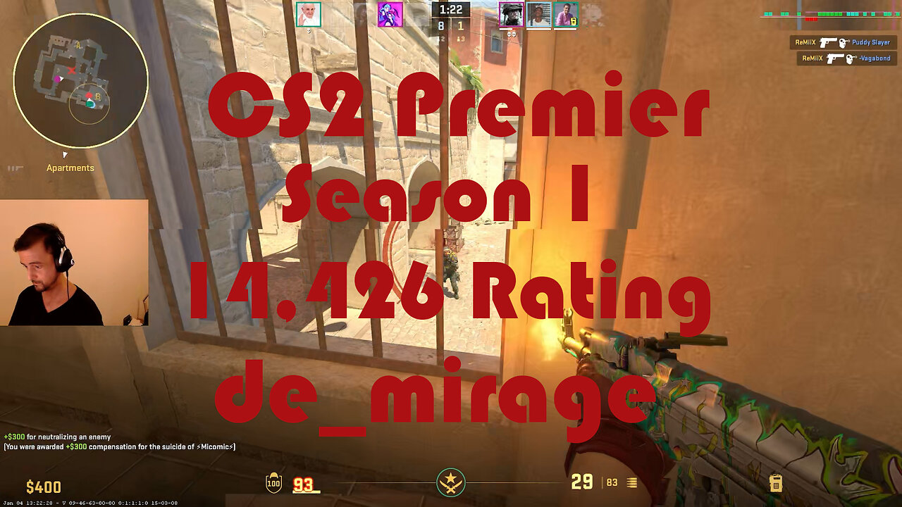 CS2 Premier Matchmaking - Season 1 - 14,426 Rating - de_mirage