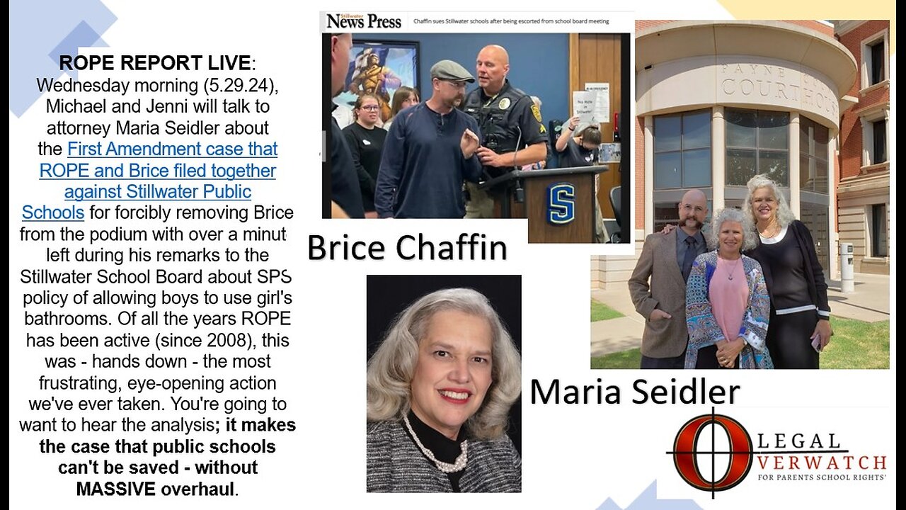 First Amendment Rights Are Dead In Public Schools? ROPE Report Live; Brice Chaffin and Maria Seidler