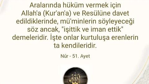 HİKMETNAME/ NUR SURESİ: 51. AYET