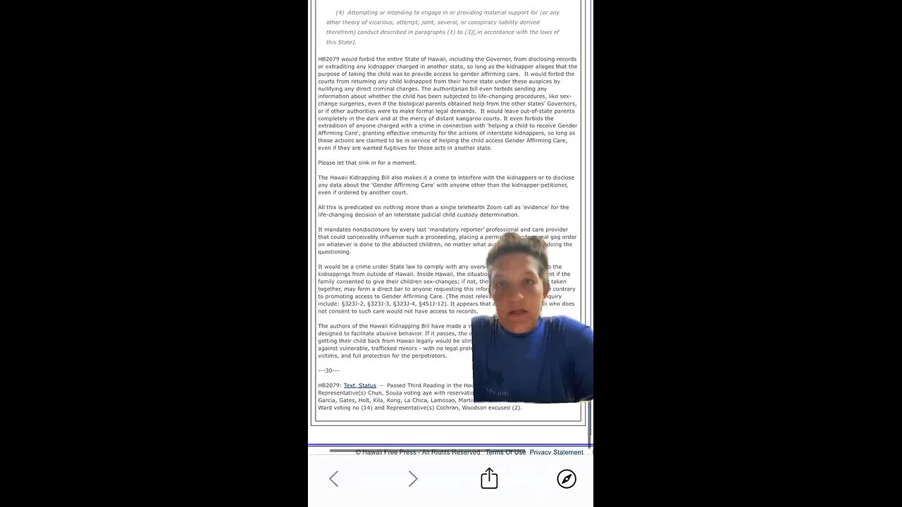 🤨 Hawaii Bill HB2079 Legalizes Kidnapping Children Across State Lines 😡😡