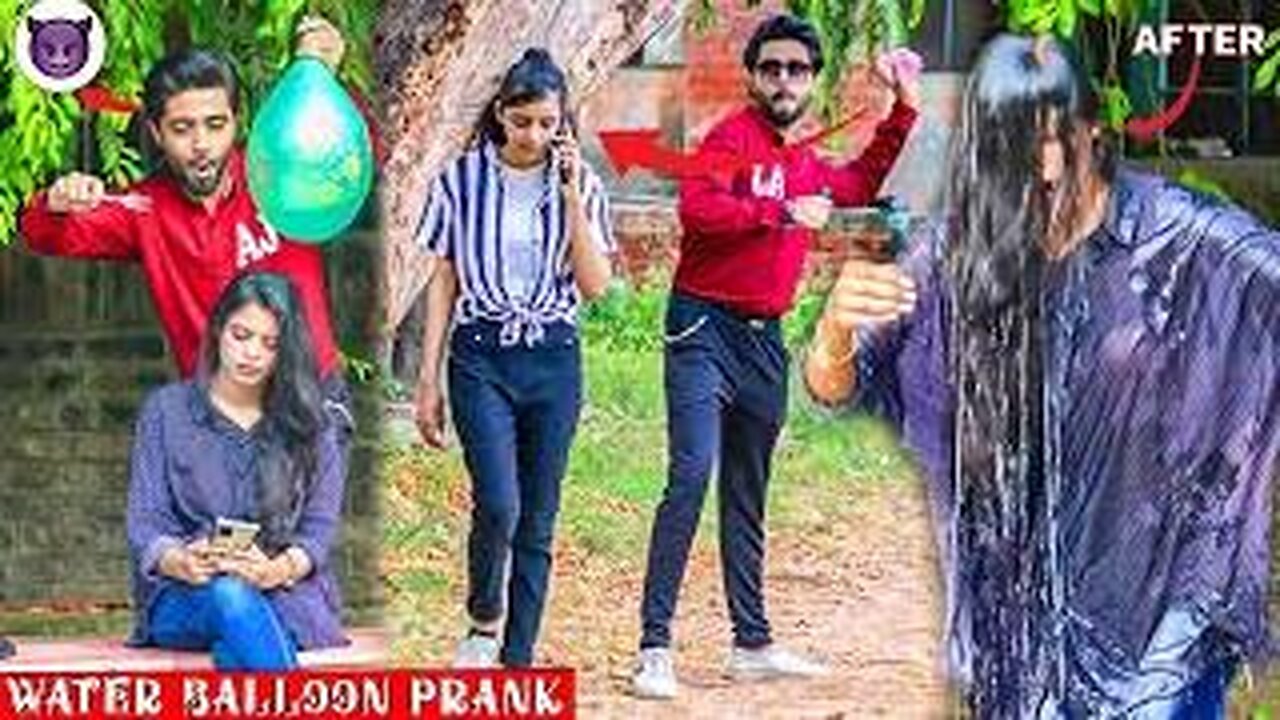 Balloon Prank with Cute Girls Amazing