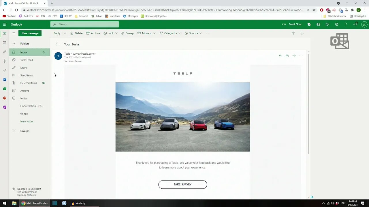 Jay completes the Tesla customer satisfaction survey