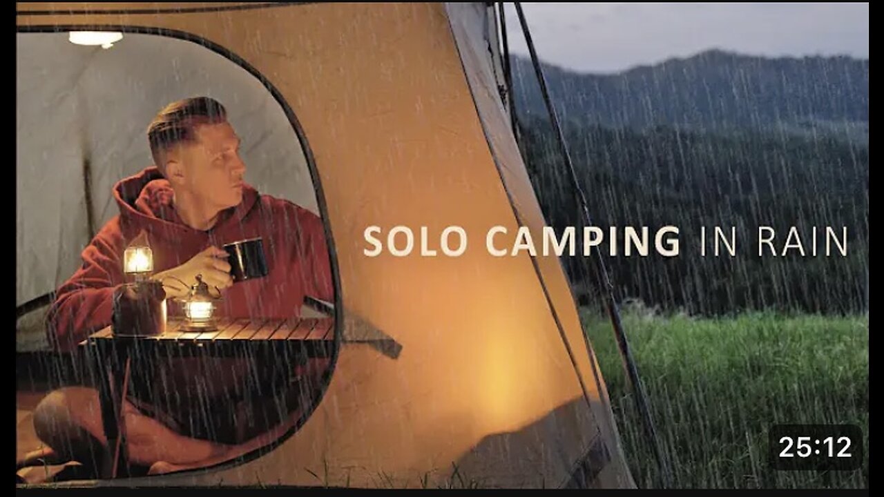 Solo camping in heavy RAIN with my dog[relaxing in the tent]