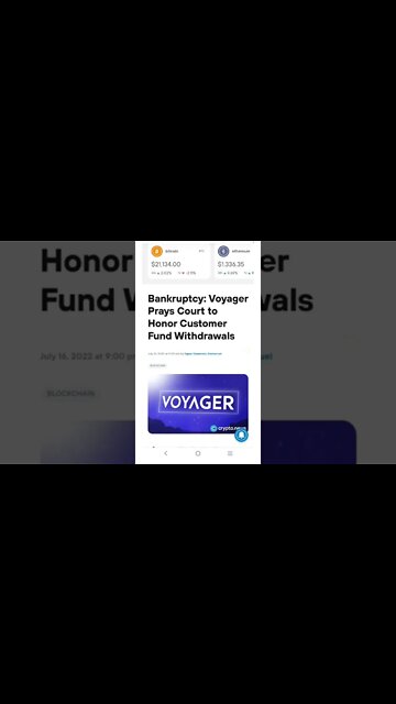 Bankruptcy: Voyager Prays Court to Honor Customer Fund Withdrawals #cryptomash #cryptomashnews