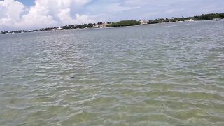 Sandbar astronaut in the ocean