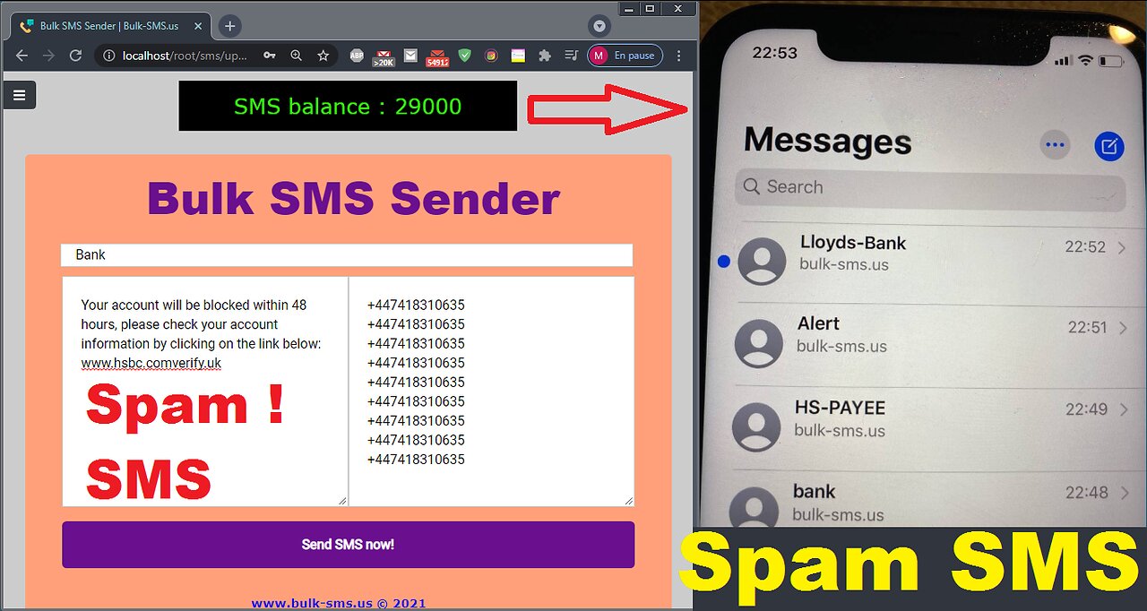 Sms sender 100% to inbox (send sms from custom sender ID)