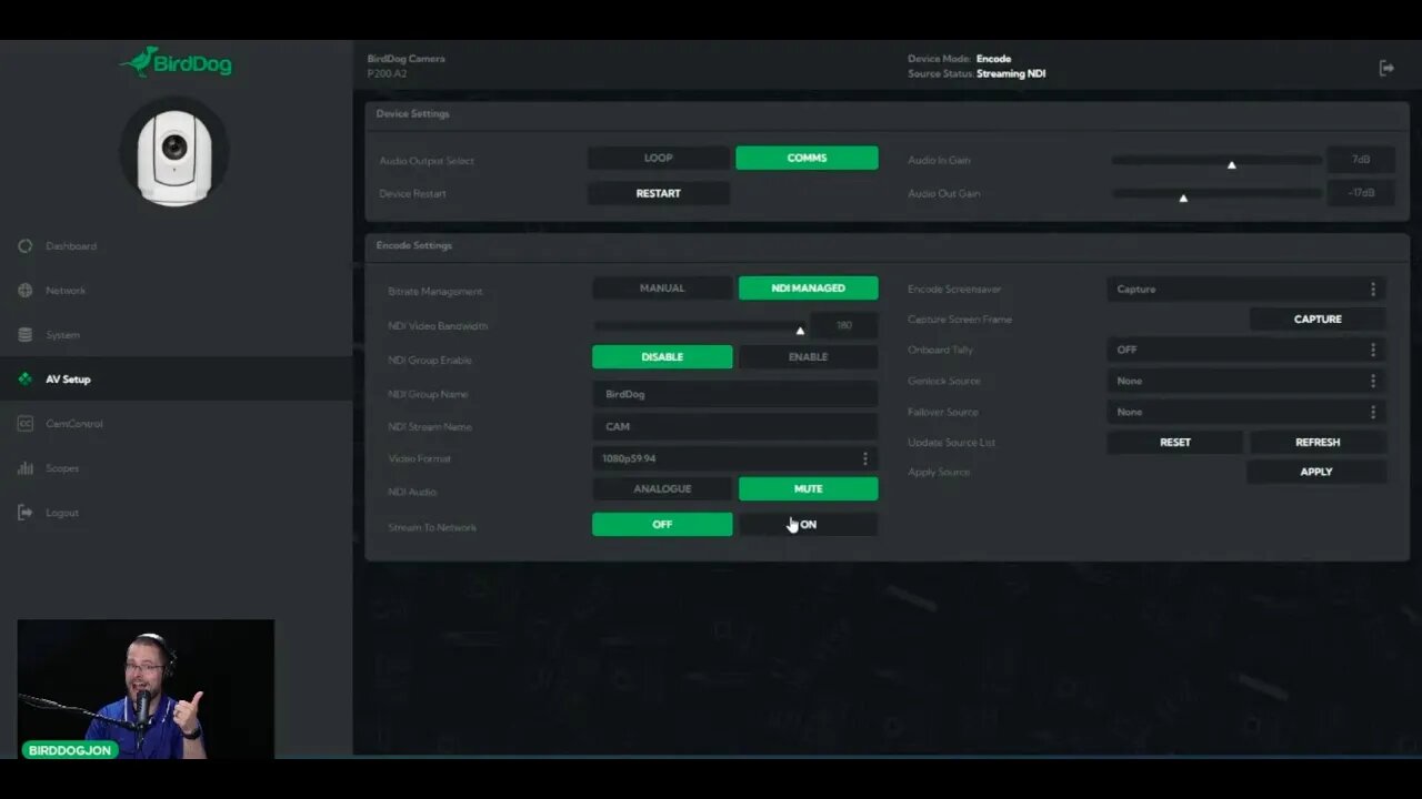 NDI5 "BirdDog UI" Overview