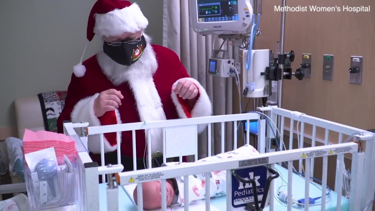 Santa visits babies in the Methodist Women's Hospital NICU