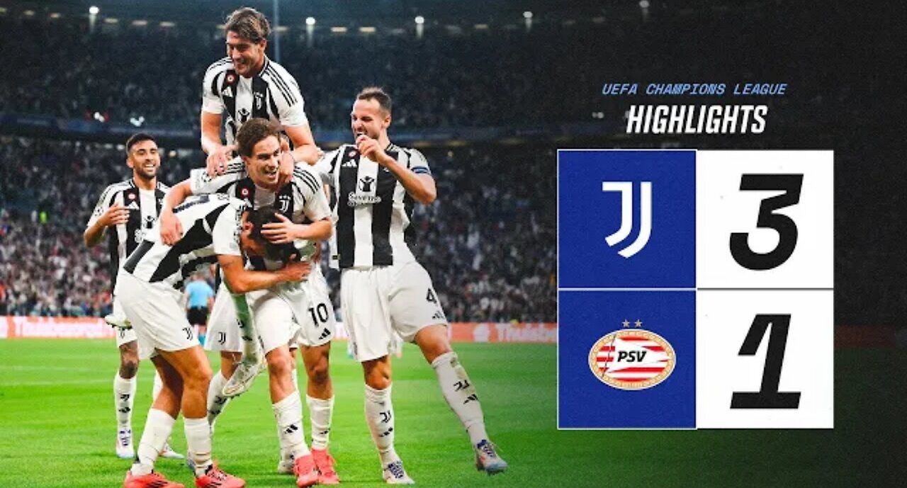 Champions league || Highlight Goal Juventus vs PSV EINDHOVEN 3-1 Football || 2023-2024