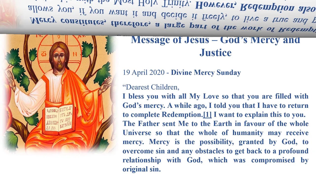 message 19 04 2020 God’s Mercy and Justice