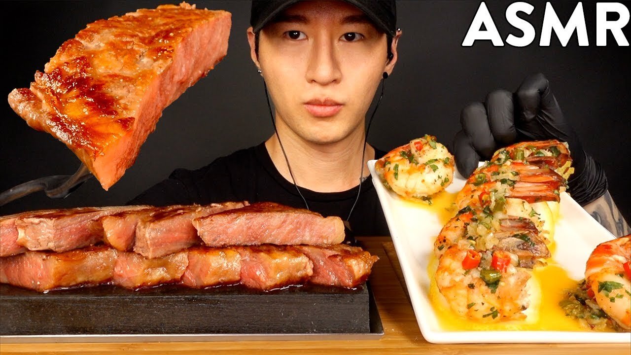 JAPANESE WAGYU & GARLIC SHRIMP MUKBANG (No Talking) COOKING u0026 EATING SOUNDS Zach Choi ASM