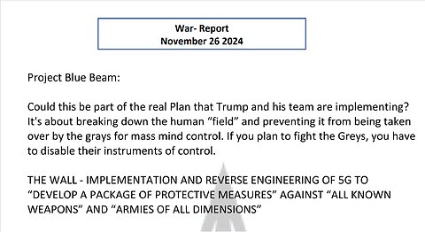 War- Report - Project Blue Beam