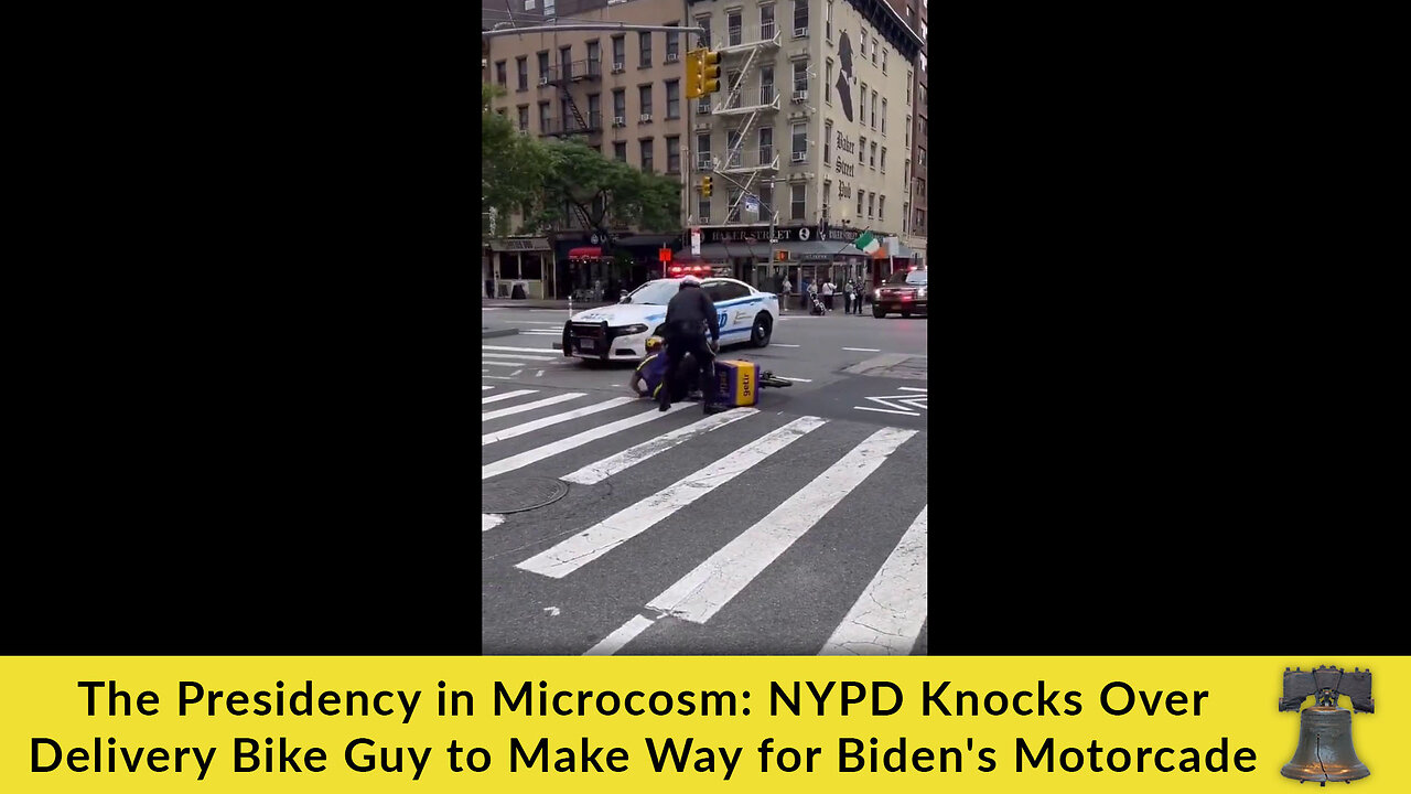 The Presidency in Microcosm: NYPD Knocks Over Delivery Bike Guy to Make Way for Biden's Motorcade