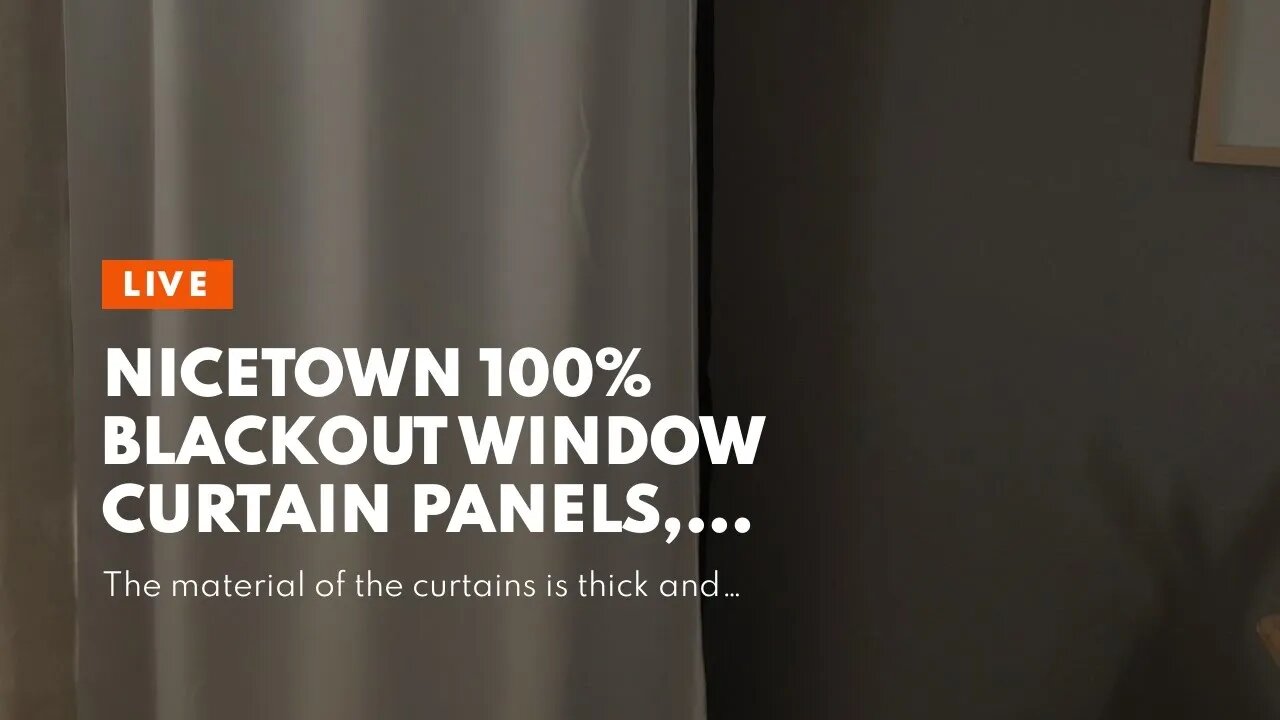 NICETOWN 100% Blackout Window Curtain Panels, Heat and Full Light Blocking Drapes with Black Li...