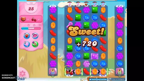Candy Crush Level 726 Audio Talkthrough, 3 Stars 0 Boosters