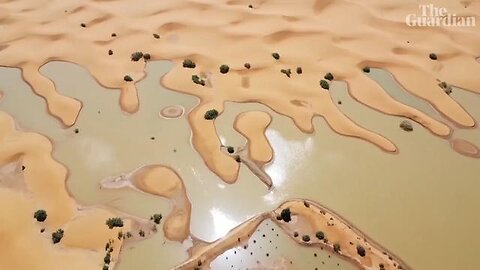 Flood in the Sahara desert