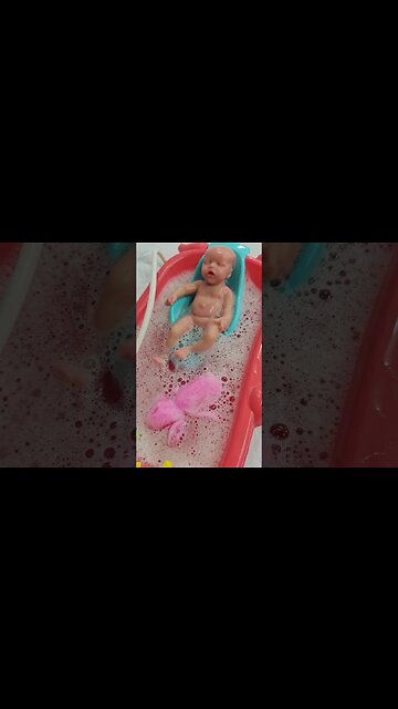 Bath Time For Mini Silicone Baby #shorts