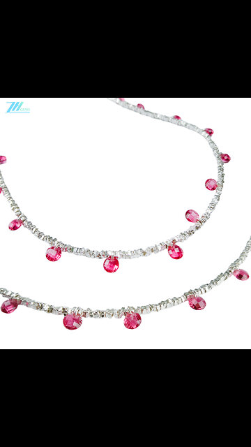 Pink Garnet Stone 925 Sterling Silver For Women Girls Gift Natural Gemstone Necklace 07