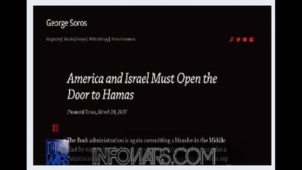 Soros Asked America To Open Its Door To Hamas