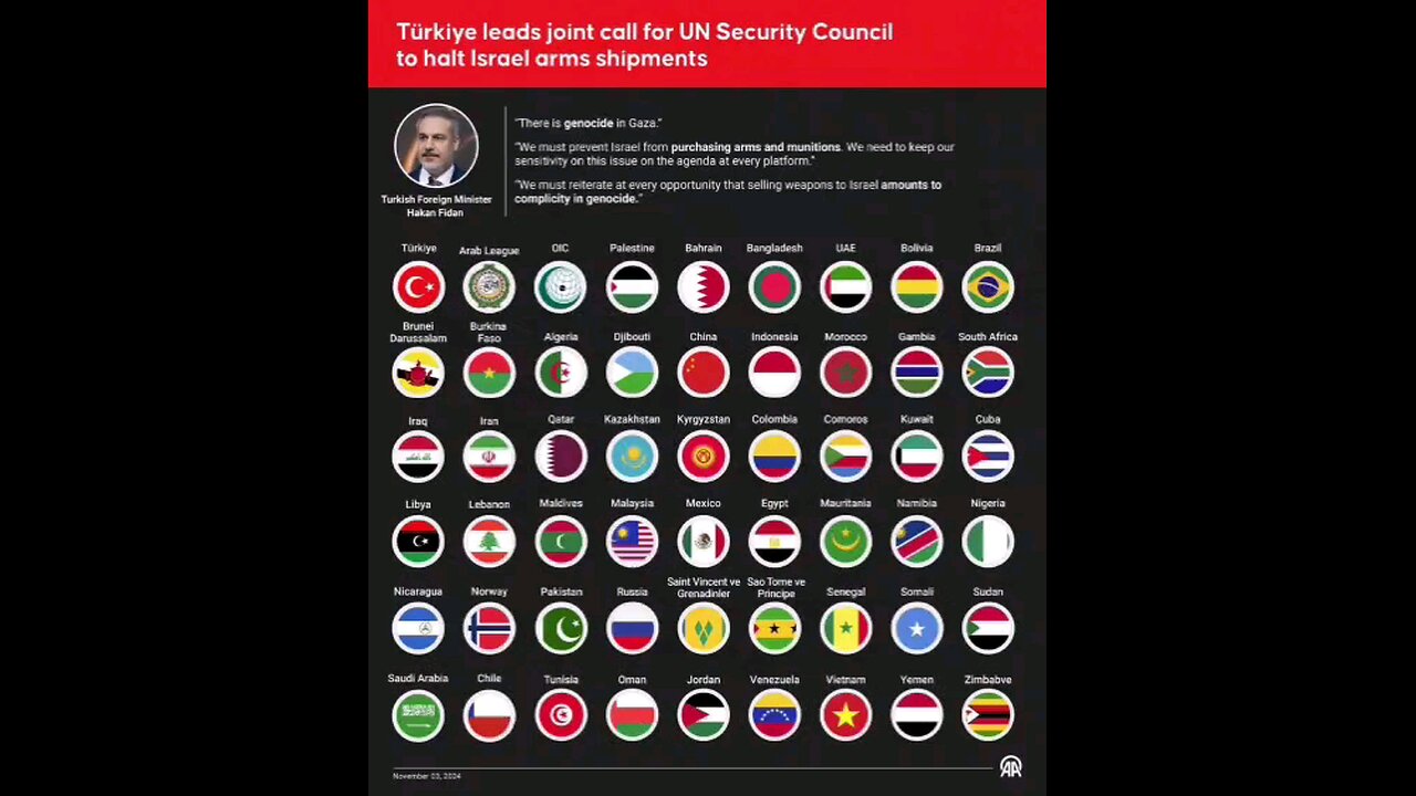 These 53 countries are calling on the UN Security Council to STOP Israel's arms shipments