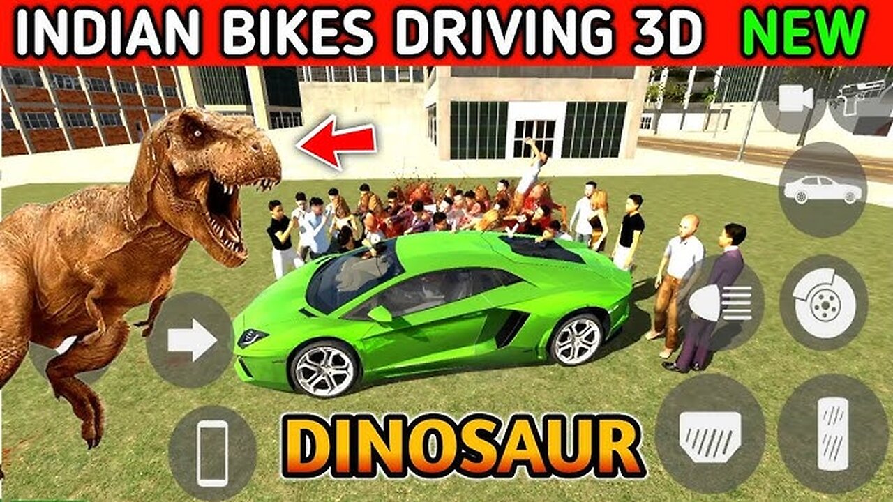 Dinosaur game 🦖 and Lamborghini in Indian bike racing game 3d