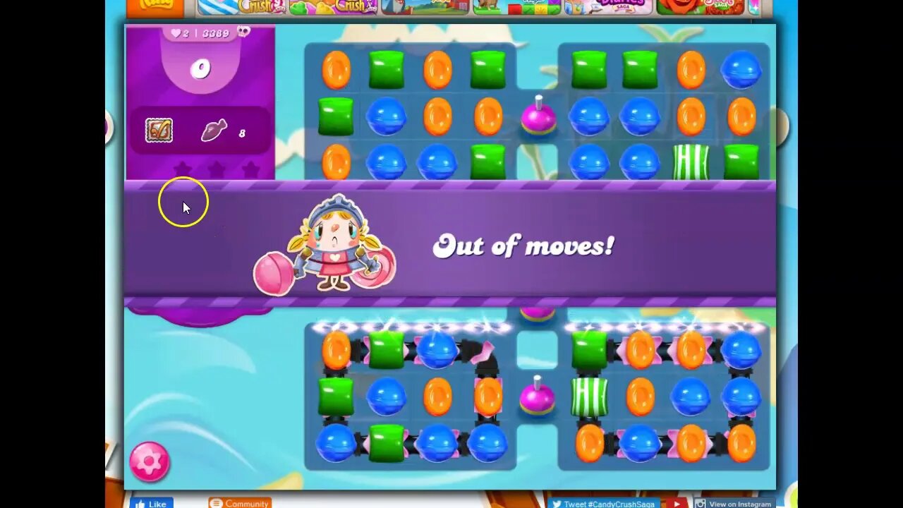 Candy Crush Level 3389 Talkthrough, 14 Moves 0 Boosters