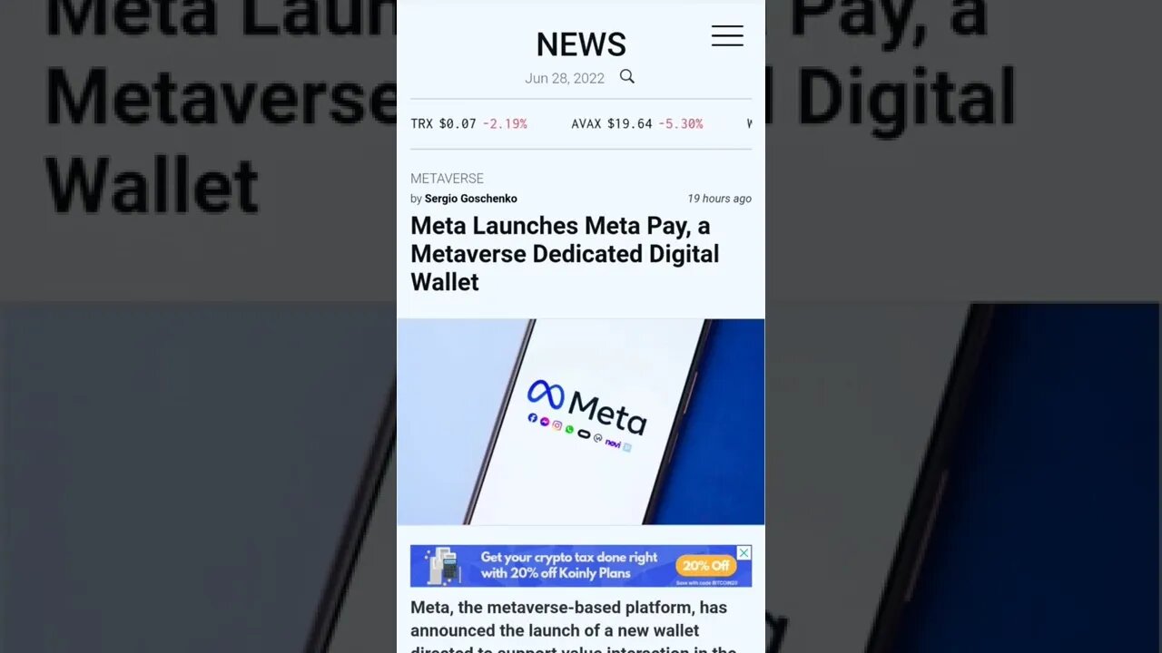 Meta Launches Meta Pay, a Metaverse Dedicated Digital Wallet #cryptomash #ytshorts #cryptonews