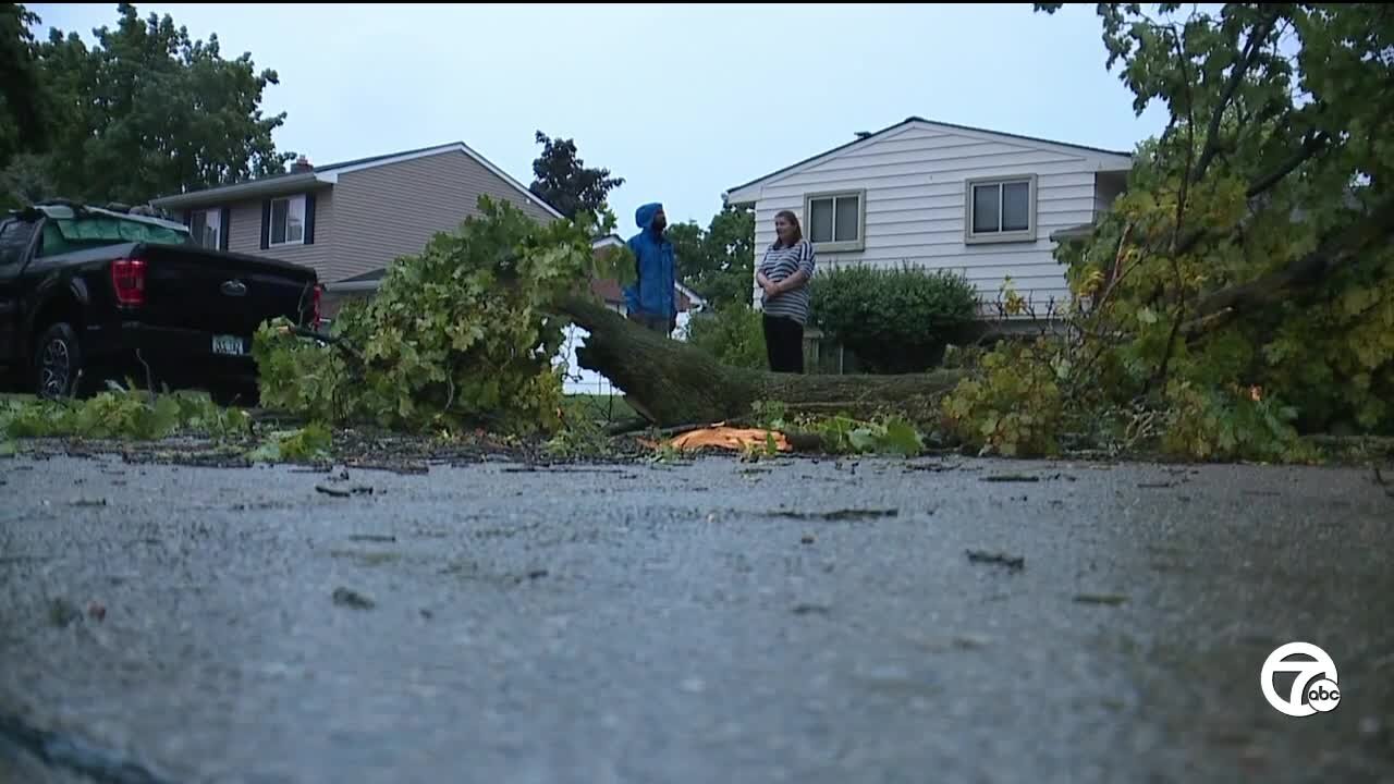 Metro Detroiters deal with scattered storm damage, power outages