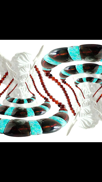 Natural turquoise and trapezoidal amber with roundle amber beads for making Jewelry Holiday Gift