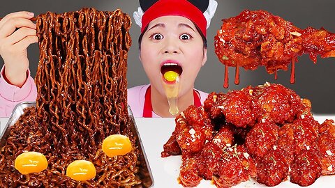 Fried chicken Black noodle Korean Mukbang DONA