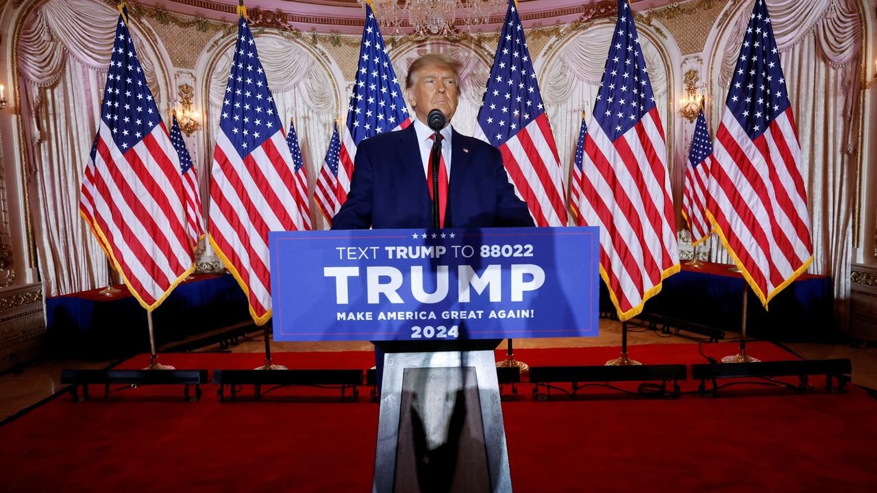 Donald J. Trump officially announces his candidacy for the 2024 presidential election, EPIC moment