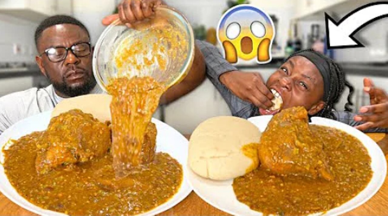 FUFU AND OGBONO SOUP AND GOAT MEAT |SPEED EATING BIG BITE CHALLENGE DAD VS DAUGHTER *SHOCKING WIN😱*