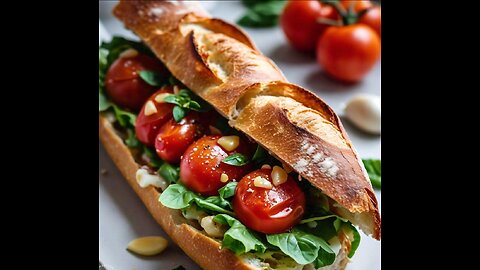 baguette W Roasted tomatoes and garlic 😋